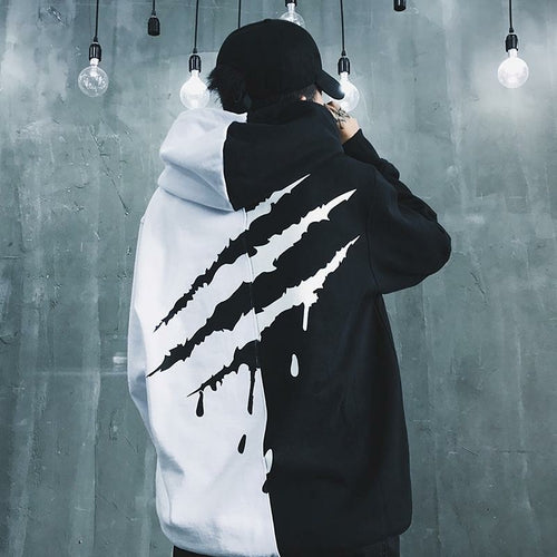 E-BAIHUI Black White Splice Hoodies Oversize Hip-hop Style Swag Tyga (Copy)